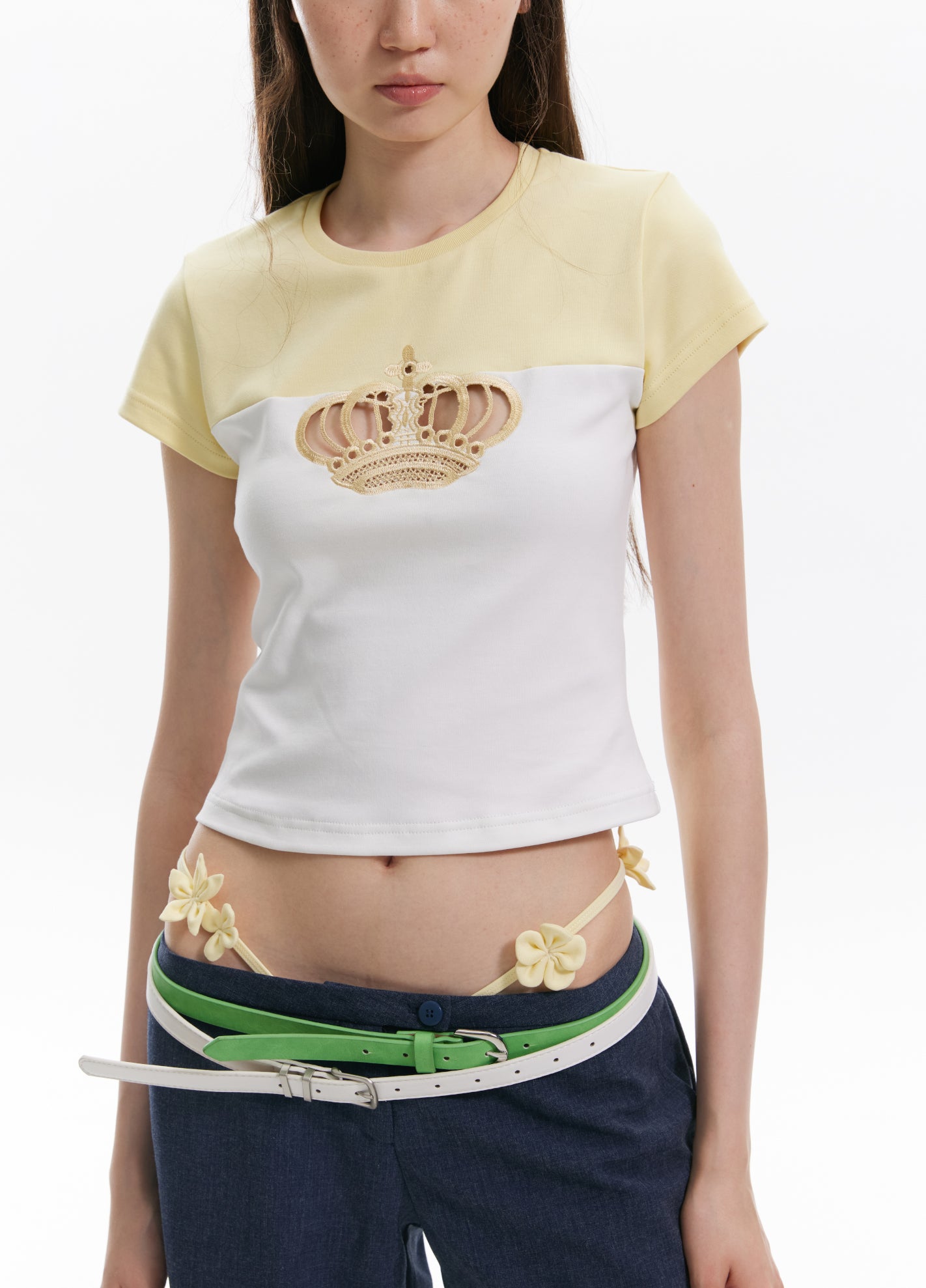 Crown Embroidered Casual T-shirt 